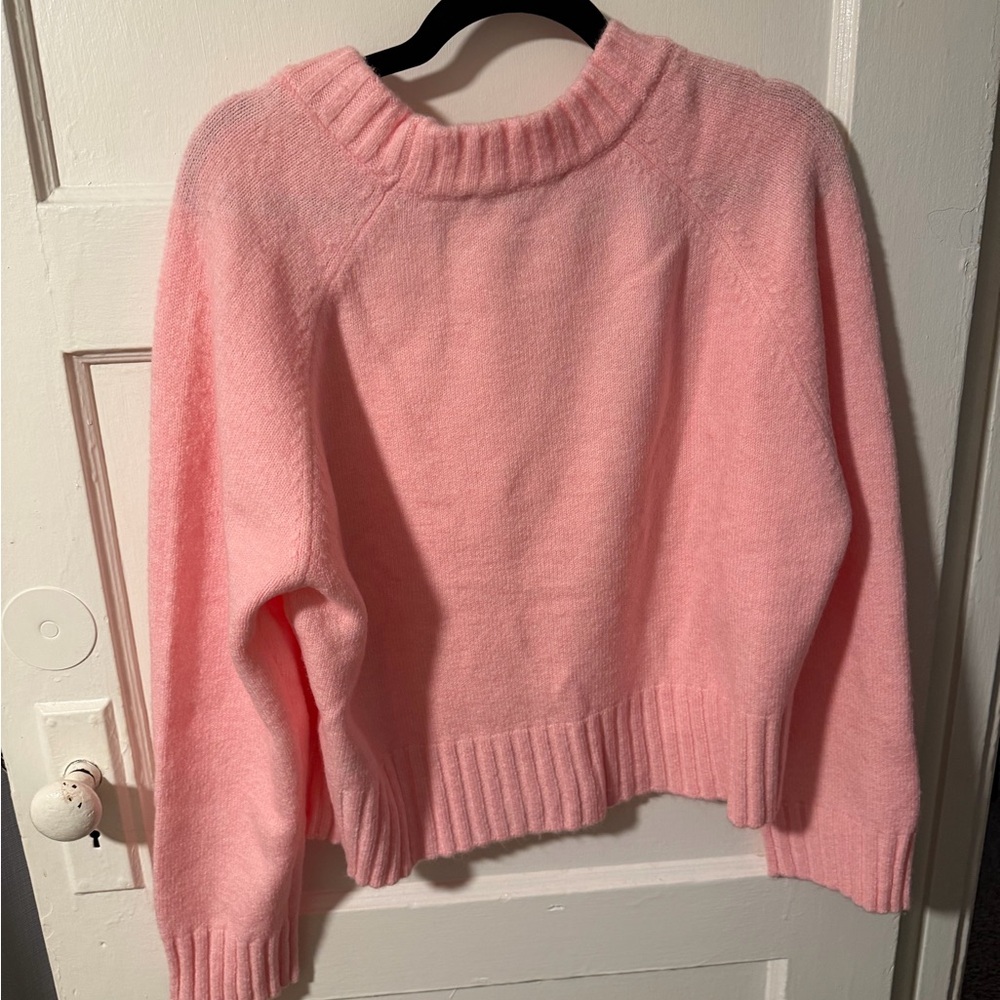 French Connection Suzie Crew Neck Soft Pink Crew Neck Sweater Sz Large Comfy - Picture 2 of 7